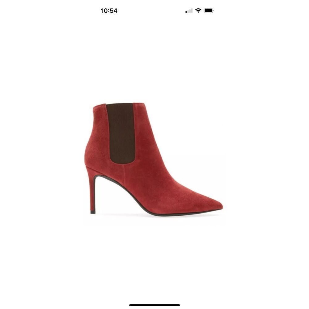 Jeffrey Campbell Women's Nixie Suede Pointed Toe Bootie Red Orange Size 7.5‎ NWT